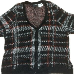 Lane Bryant Thick Black and Red Plaid Cardigan